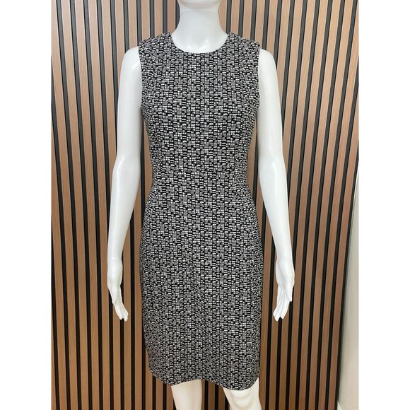 Calvin Klein Scuba Crepe Women's Dress Sheath Knee Length Sleeveless 6 Black - Picture 1 of 7